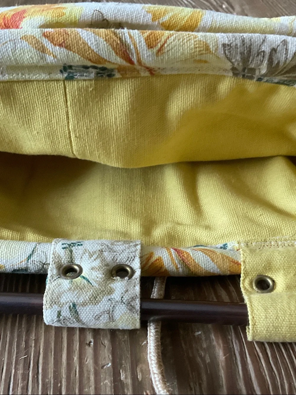 Anthropologie vintage Yellow Floral fabric wall pocket organizer